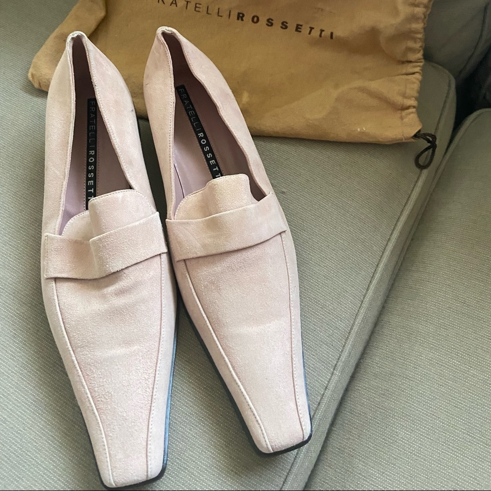 Fratelli Rossetti pink suede loafers